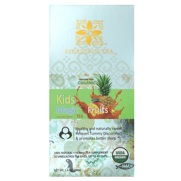 Kids Magic Tea, Caffeine Free, Fruits, 20 Unbleached Tea Bags, 1.4 oz (40 g) Secrets Of Tea