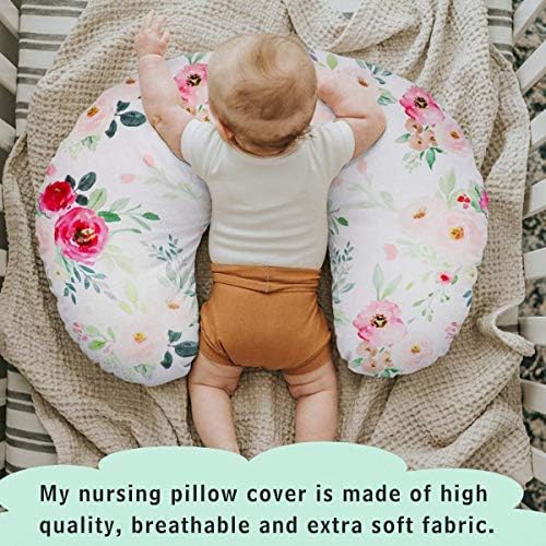 Чехол на подушку для кормления TANOFAR для маленьких девочек, чехол на подушку для кормления новорожденных, мягкая ткань плотно прилегает к младенцу, акварельные цветы и розовые полосы TANOFAR