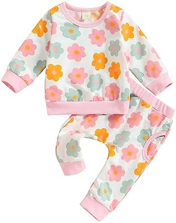 MAINESAKA/свитшот и спортивные штаны для маленьких девочек, комплект, повседневная осенне-зимняя одежда, пуловер с длинными рукавами и цветочным принтом, брюки для бега MAINESAKA