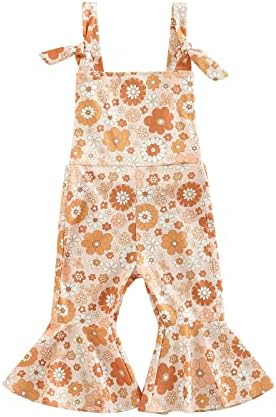 ROLZMOR Kids Toddler Baby Girl Game Day Outfits Sleeveless Jumpsuit Football Overall Romper Bell Bottoms Suspender Pants ROLZMOR