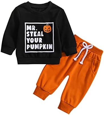 Sduydiosy/одежда на Хэллоуин для маленьких мальчиков, толстовки с принтом тыквы, топ и длинные штаны, милая одежда для младенцев, комплект из 2 предметов Sduydiosy