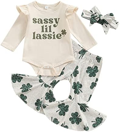 KOSUSANILL Пасхальный наряд для новорожденных девочек, комбинезон с длинными рукавами и рюшами в виде кролика, вязаная рубашка в рубчик, расклешенные брюки с кроликом, комплект KOSUSANILL