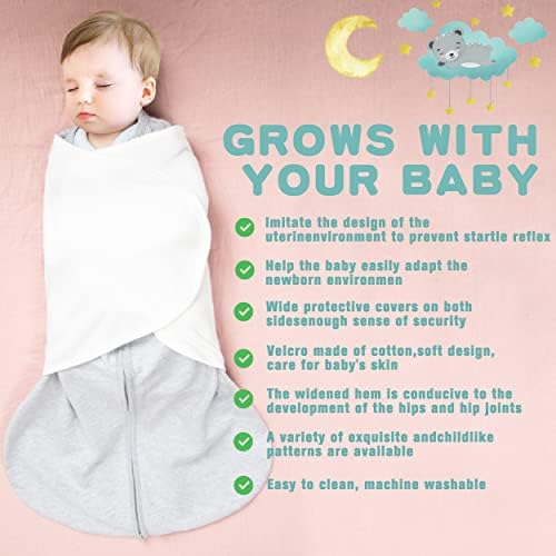BSTOPPT 100% Cotton Newborn Sleep Sack Swaddle,3-6 Months,3-Way Adjustable Wearable Blanket,TOG 0.5，Swaddling sleeping bag BSTOPPT