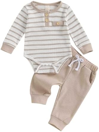 Kuriozud, одежда для новорожденных мальчиков, комбинезон с длинными рукавами и пуговицами, боди и штаны, комплект из мягкой вафельной ткани для младенцев, осенне-зимняя одежда Kuriozud