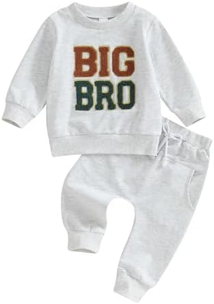 Одинаковые комплекты Karuedoo Big Brother Little Brother, комплект из свитшота и штанов с вышивкой для маленьких мальчиков Big Bro Lil Bro Karuedoo