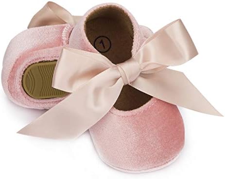 KIDSUN Infant Baby Girls Mary Jane Shoes Non-Slip Rubber Sole Ballet Slippers Princess Dress Wedding Shoes Newborn Crib Shoes First Walkers Shoes KIDSUN