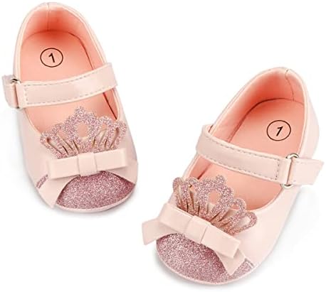 KIDSUN Infant Baby Girls Mary Jane Shoes Non-Slip Rubber Sole Ballet Slippers Princess Dress Wedding Shoes Newborn Crib Shoes First Walkers Shoes KIDSUN