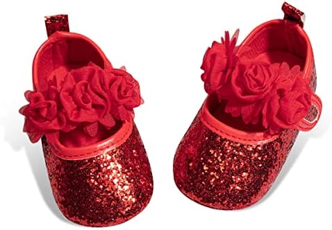 KIDSUN Infant Baby Girls Mary Jane Shoes Non-Slip Rubber Sole Ballet Slippers Princess Dress Wedding Shoes Newborn Crib Shoes First Walkers Shoes KIDSUN