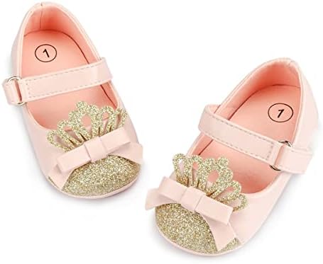 KIDSUN Infant Baby Girls Mary Jane Shoes Non-Slip Rubber Sole Ballet Slippers Princess Dress Wedding Shoes Newborn Crib Shoes First Walkers Shoes KIDSUN