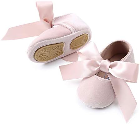 KIDSUN Infant Baby Girls Mary Jane Shoes Non-Slip Rubber Sole Ballet Slippers Princess Dress Wedding Shoes Newborn Crib Shoes First Walkers Shoes KIDSUN