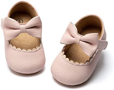 KIDSUN Infant Baby Girls Mary Jane Shoes Non-Slip Rubber Sole Ballet Slippers Princess Dress Wedding Shoes Newborn Crib Shoes First Walkers Shoes KIDSUN