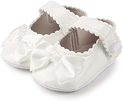 KIDSUN Infant Baby Girls Mary Jane Shoes Non-Slip Rubber Sole Ballet Slippers Princess Dress Wedding Shoes Newborn Crib Shoes First Walkers Shoes KIDSUN