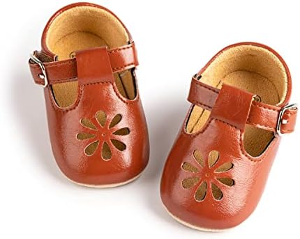 KIDSUN Infant Baby Girls Mary Jane Shoes Non-Slip Rubber Sole Ballet Slippers Princess Dress Wedding Shoes Newborn Crib Shoes First Walkers Shoes KIDSUN