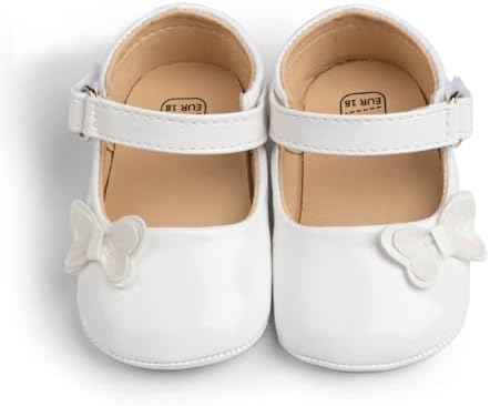 KIDSUN Infant Baby Girls Mary Jane Shoes Non-Slip Rubber Sole Ballet Slippers Princess Dress Wedding Shoes Newborn Crib Shoes First Walkers Shoes KIDSUN