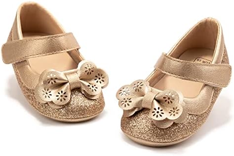 KIDSUN Infant Baby Girls Mary Jane Shoes Non-Slip Rubber Sole Ballet Slippers Princess Dress Wedding Shoes Newborn Crib Shoes First Walkers Shoes KIDSUN