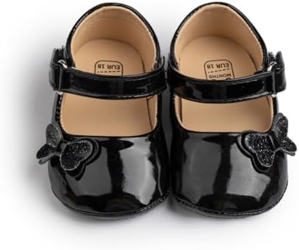 KIDSUN Infant Baby Girls Mary Jane Shoes Non-Slip Rubber Sole Ballet Slippers Princess Dress Wedding Shoes Newborn Crib Shoes First Walkers Shoes KIDSUN