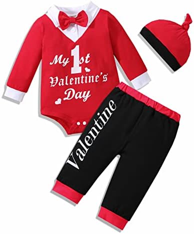 VINUOKER комплект детской джентльменской одежды для первого дня святого Валентина, детский комбинезон, комбинезон из 3 предметов, хлопковый комплект одежды VINUOKER