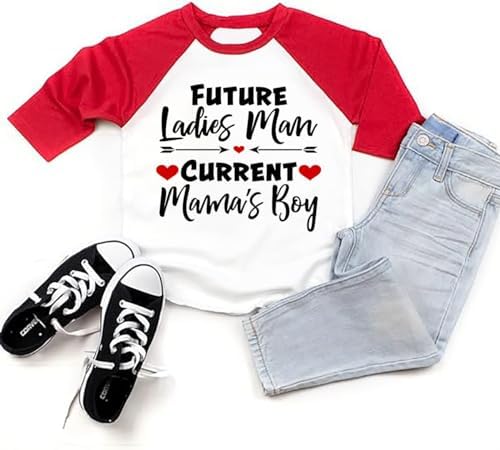 Футболка реглан Future Ladies Man Current Mama's Boy для маленьких мальчиков, топ с рукавами 3/4 на День святого Валентина, весенний хлопковый наряд FCDIED