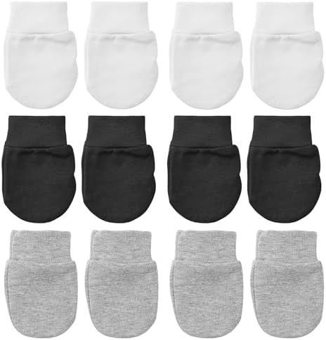 6 Pairs Newborn Baby Mittens Infant Toddler Gloves Cotton Soft Anti-Scratch Mittens Gloves for 0-6 Months Baby Girls Boys Yolev