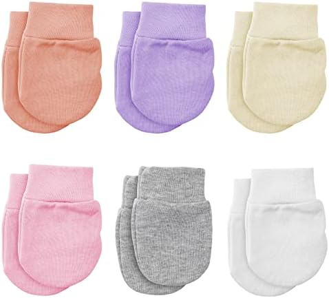 6 Pairs Newborn Baby Mittens Infant Toddler Gloves Cotton Soft Anti-Scratch Mittens Gloves for 0-6 Months Baby Girls Boys Yolev