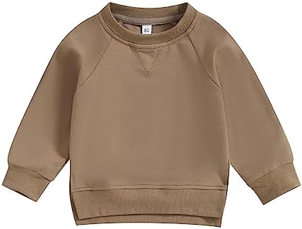 KtwHarnu Одежда для маленьких мальчиков и девочек, свитшот с круглым вырезом, однотонный пуловер с длинными рукавами, топы, осенне-зимняя повседневная одежда KtwHarnu