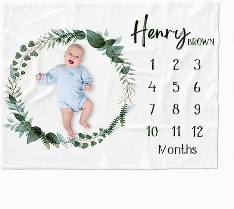 Personalized Baby Monthly Milestone Blanket Boy Dinosaur Neutral Newborn Month Blanket for Boy Baby Shower Idea Gift Newborn Monthly Blanket Growth Chart Fathers Day Ideas Custom