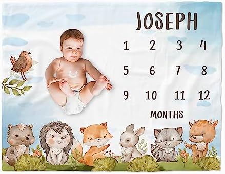 Personalized Baby Monthly Milestone Blanket Boy Dinosaur Neutral Newborn Month Blanket for Boy Baby Shower Idea Gift Newborn Monthly Blanket Growth Chart Fathers Day Ideas Custom