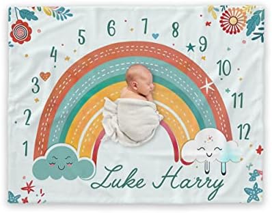 Personalized Baby Monthly Milestone Blanket Boy Dinosaur Neutral Newborn Month Blanket for Boy Baby Shower Idea Gift Newborn Monthly Blanket Growth Chart Fathers Day Ideas Custom