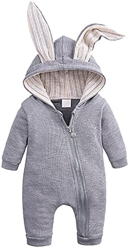 Одежда для новорожденных мальчиков и девочек, осенне-зимний флисовый комбинезон с капюшоном и ушками из мультфильма, комбинезон, одежда для маленьких мальчиков Eoailr