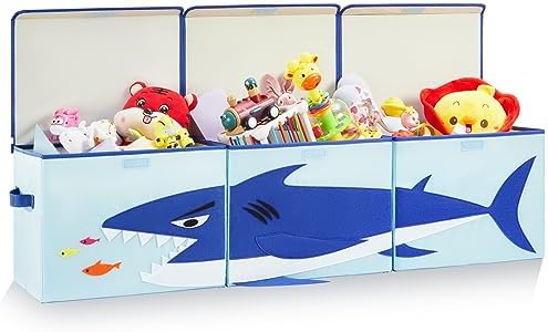 ASKETAM Kid, большая коробка для игрушек с динозаврами для мальчиков и девочек, милая корзина для хранения игрушек для малышей с крышкой, корзина-органайзер для декора детской комнаты (синяя) ASKETAM