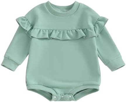 Karuedoo оверсайз-толстовка для новорожденных девочек, однотонный комбинезон с рюшами и длинными рукавами, милая осенне-зимняя одежда Karuedoo