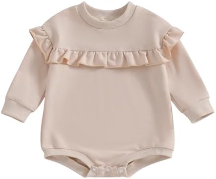 Karuedoo оверсайз-толстовка для новорожденных девочек, однотонный комбинезон с рюшами и длинными рукавами, милая осенне-зимняя одежда Karuedoo