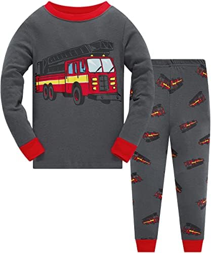 Пижамы для мальчиков, комплект одежды из 100% хлопка для малышей, одежда для сна с длинными рукавами и планетой динозавров, детская пижама из 2 предметов, размер 3-10 лет Popshion