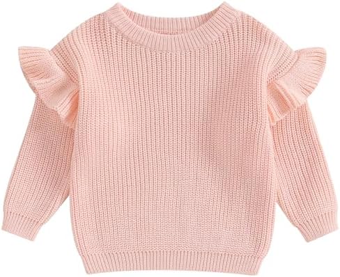 Mubineo, зимняя одежда для маленьких девочек, базовый однотонный милый свитер с рюшами, пуловер для малышей, свитера с длинными рукавами для новорожденных Mubineo