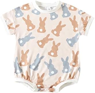 Kayotuas для маленьких девочек и мальчиков, пасхальный наряд, футболка с милым кроликом, комбинезон, комбинезон большого размера с пузырьками, боди с короткими рукавами и цветочным принтом, топ Kayotuas
