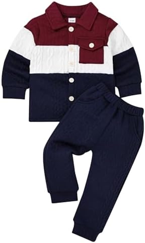 KAFIREN осенне-зимняя одежда для маленьких мальчиков, наряды для маленьких мальчиков, лоскутные топы на пуговицах, рубашка, брюки с карманами, 2 предмета, От 12 месяцев до 5 лет KAFIREN