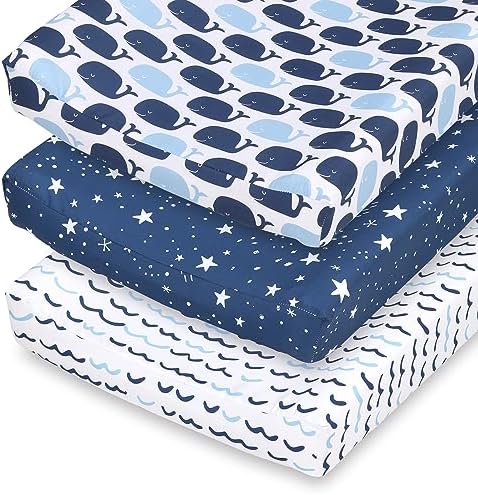 The Peanutshell Changing Pad Covers for Boys or Girls, Unisex 3 Pack, Nautical Whale The Peanutshell