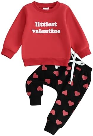 Xiaodriceee наряд на День святого Валентина для маленьких мальчиков, весенняя одежда, свитшот с принтом «любимое сердце», комплект со штанами, комплекты одежды для младенцев Xiaodriceee