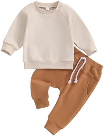 Осенняя одежда для маленьких мальчиков Thorn Tree, свитшот с длинными рукавами, штаны с эластичной резинкой на талии, комплект однотонной одежды из 2 предметов Thorn Tree
