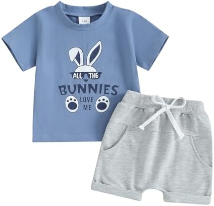 Karesoull, пасхальная одежда для маленьких мальчиков, летние топы и шорты с кроликом для малышей, комплект пасхальной одежды для маленьких мальчиков, 2 шт. Karesoull