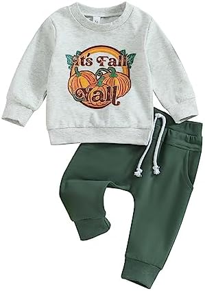 Зимняя одежда для маленьких мальчиков, свитшоты с круглым вырезом и штанами с нашивкой в виде тыквы, осенняя одежда для малышей на Хэллоуин PUHHAPIEY