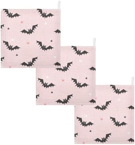 Детские мочалки Burbuja Bats — муслиновое хлопковое мягкое впитывающее детское полотенце для чувствительной кожи новорожденных — предмет первой необходимости для ребенка, 12x12 дюймов, 3 шт. Burbuja