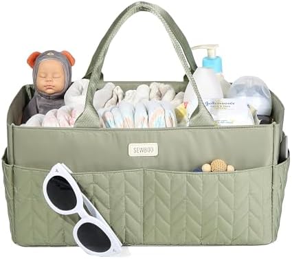 Органайзер для детских подгузников SEWBOO, сумка для подгузников для новорожденных, необходимые предметы, водостойкая, большая вместительная сумка-сумка из дибумаги для женщин и девочек (пыльная роза) SEWBOO