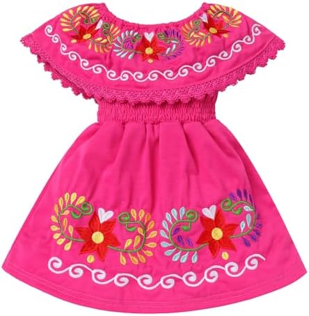 FYMNSI мексиканское платье для девочек, повседневные платья в мексиканском стиле с цветочной вышивкой в мексиканском стиле для малышей, летний праздничный сарафан с рюшами FYMNSI