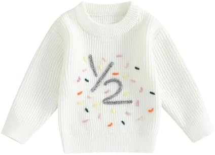 Вязаный свитер для маленьких девочек, наряд на половину дня рождения, милый наряд на день рождения для маленьких девочек 1/2, осенне-зимняя теплая одежда Saliuentm