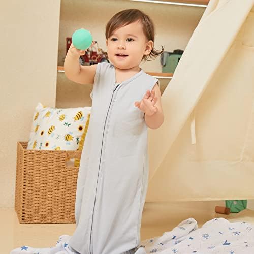 Хлопковый детский спальный мешок DaysU, детский спальный мешок без рукавов с двусторонней молнией, однотонное детское носимое одеяло для новорожденных мальчиков и девочек 18–24 месяцев, 1 упаковка, серый, 0,5 TOG DaysU