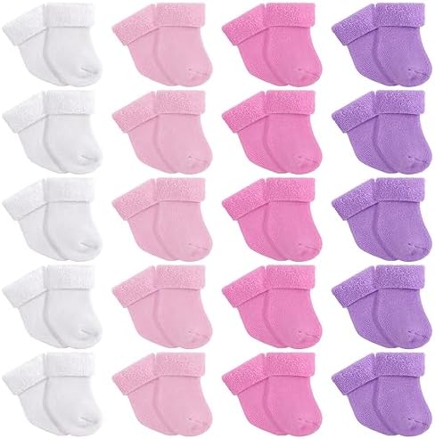 Toulite, 20 пар носков для недоношенных детей, хлопковые носки для недоношенных детей, махровые носки для недоношенных детей, больничные носки для новорожденных для девочек и мальчиков Toulite
