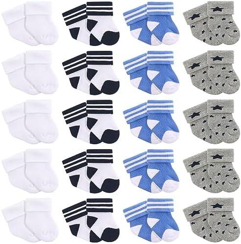 Toulite, 20 пар носков для недоношенных детей, хлопковые носки для недоношенных детей, махровые носки для недоношенных детей, больничные носки для новорожденных для девочек и мальчиков Toulite