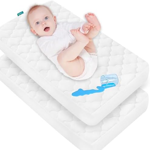 Cradle Bassinet Mattress Pad Cover, 2 Pack, for 36" × 18" Standard Cradle Mattress, Ultra Soft Microfiber Surface and Extra Waterproof Layer, Washer & Dryer Friendly Biloban