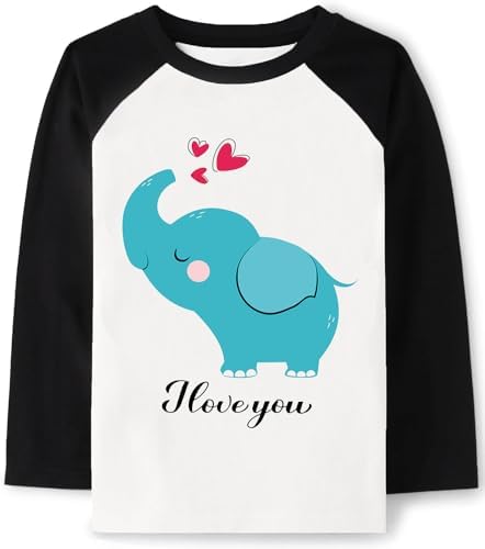 Tkria Boys Girls Valentine Day Shirts Raglan Long Sleeve Monster Truck Dinosaur Candy Love Heart Tops for Kids 2-10T Tkria